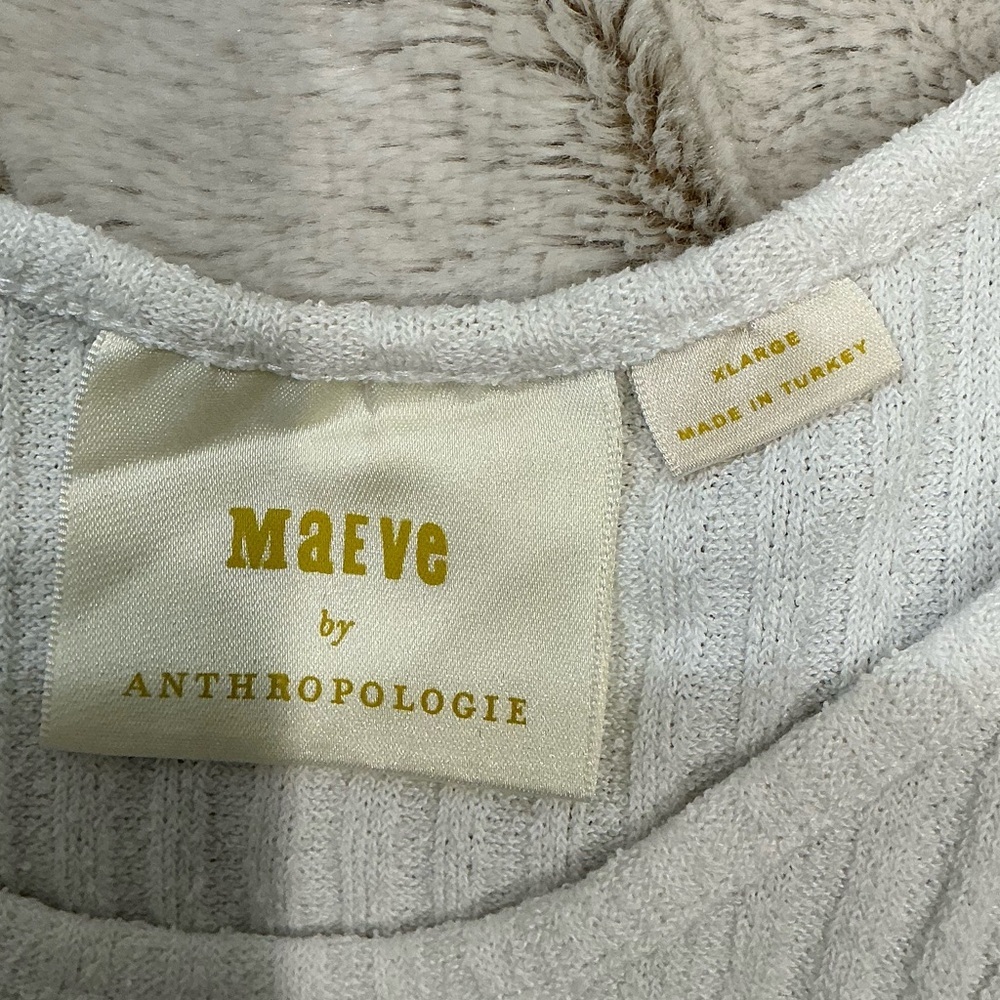 Anthropologie Maeve Ribbed Cut Out White Tank - Picture 6 of 8